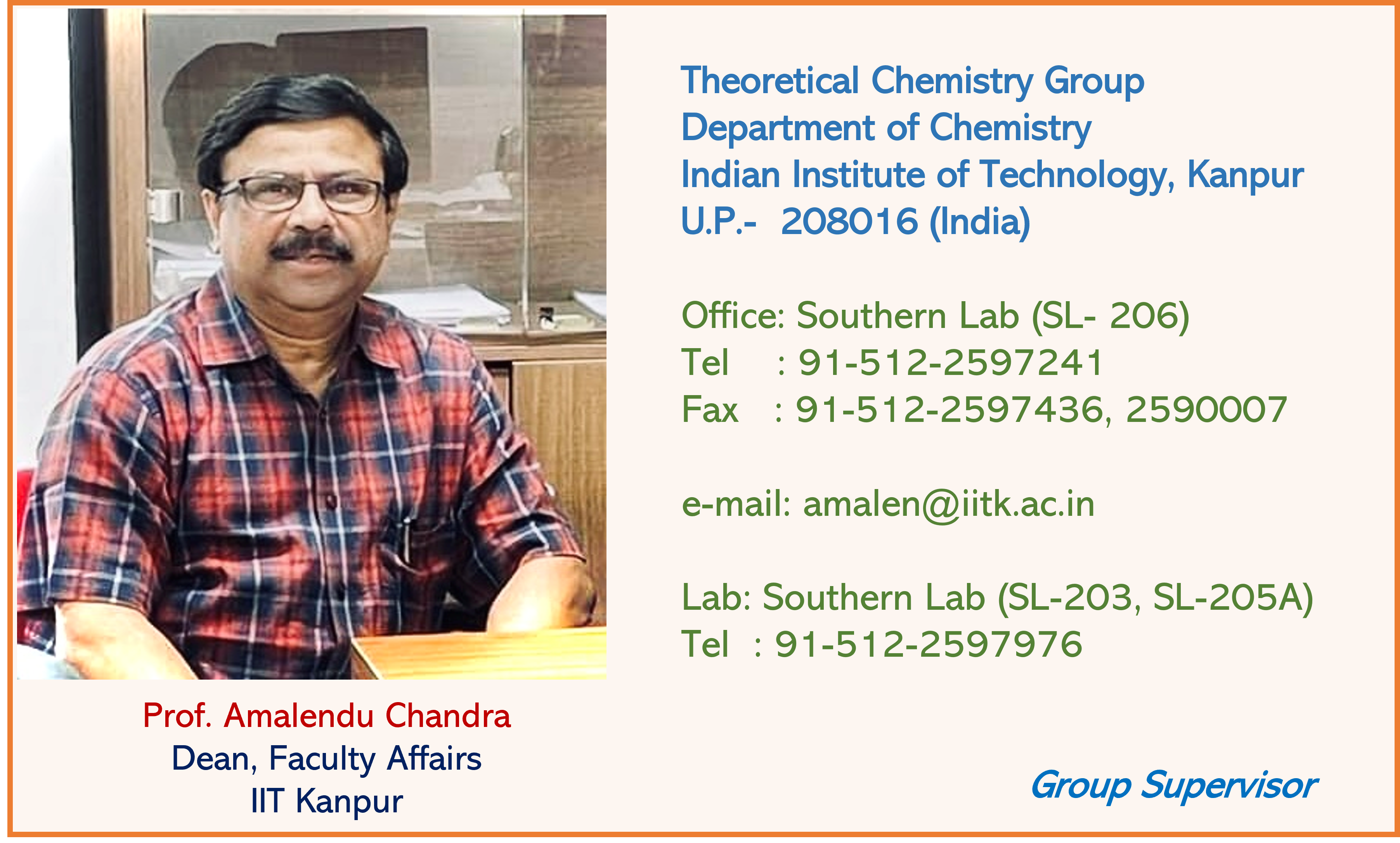 Welcome to Prof Amalendu Chandra group Homepage