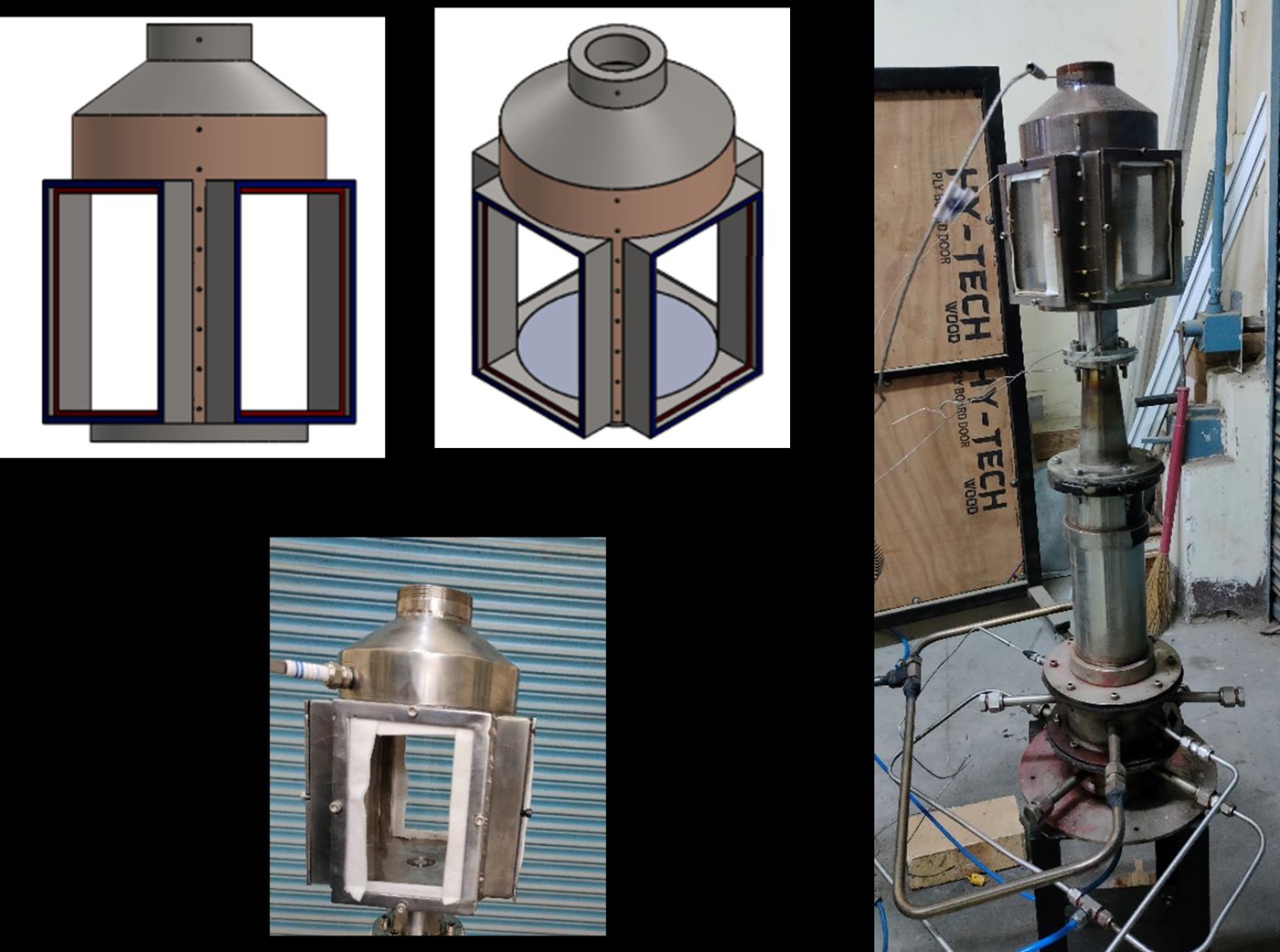 Lean premixed prevaporized combustor: CAD and photographs of the burner